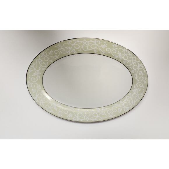 JCPenney Chris Madden Chambour Green White Silver Cup & Saucer/ Platter - Picture 10 of 11